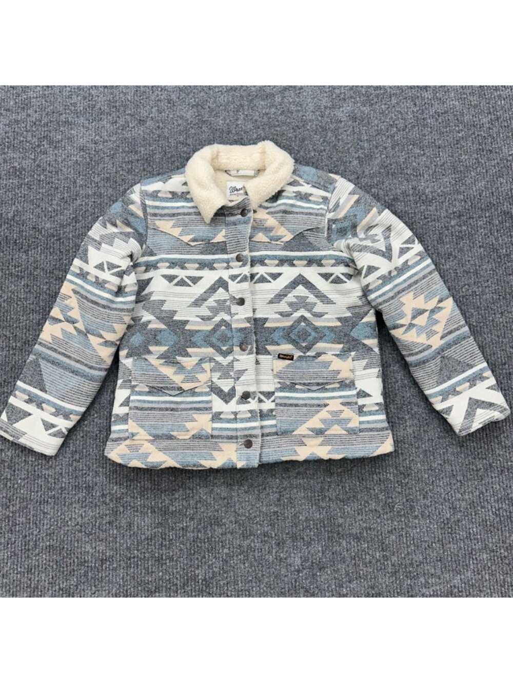 Wrangler Retro Aztec Snap Sherpa Lined Barn Jacket Southwestern Womens sz Large
